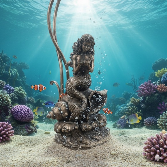 Gorgeous Bronze Mermaid Lamp! 19" Tall [1175] - Picture 8 of 10